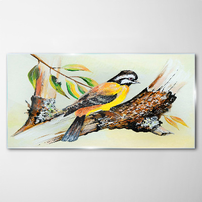 Tableau sur verre Un oiseau sur une branche