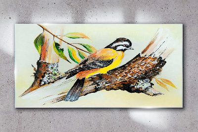 Tableau sur verre Un oiseau sur une branche