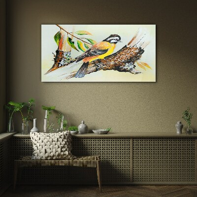 Tableau sur verre Un oiseau sur une branche