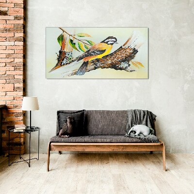 Tableau sur verre Un oiseau sur une branche