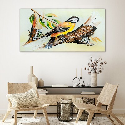 Tableau sur verre Un oiseau sur une branche