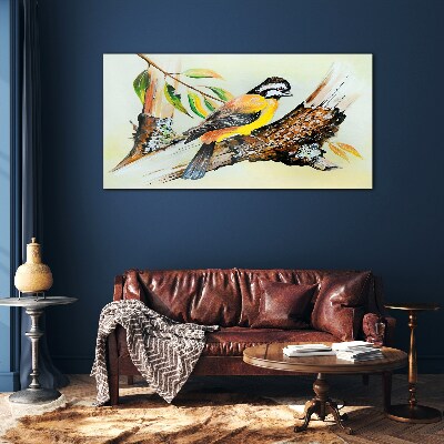 Tableau sur verre Un oiseau sur une branche