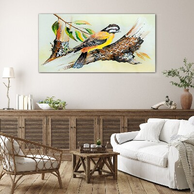 Tableau sur verre Un oiseau sur une branche