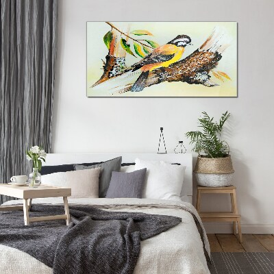 Tableau sur verre Un oiseau sur une branche