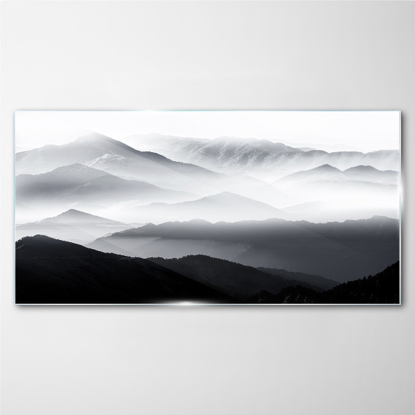 Tableau photo sur verre Panorama de montagne brumeux