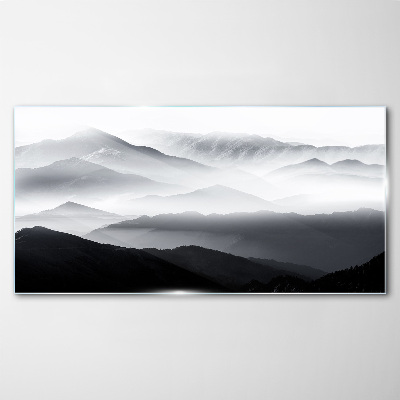 Tableau photo sur verre Panorama de montagne brumeux
