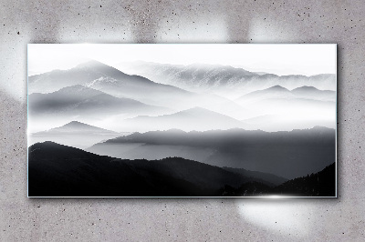 Tableau photo sur verre Panorama de montagne brumeux
