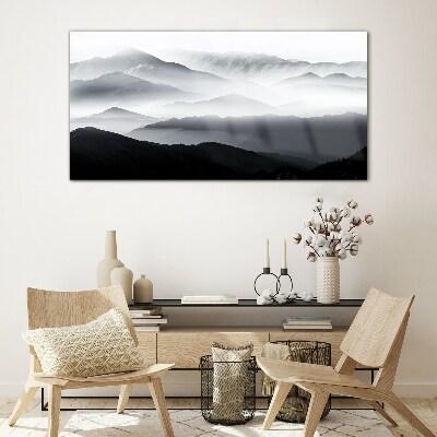 Tableau photo sur verre Panorama de montagne brumeux