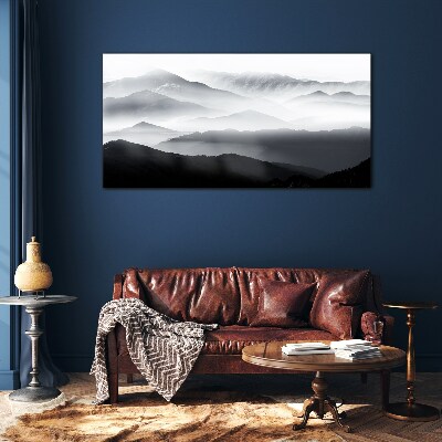 Tableau photo sur verre Panorama de montagne brumeux