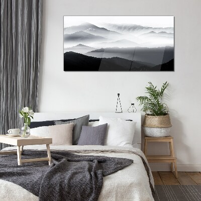 Tableau photo sur verre Panorama de montagne brumeux