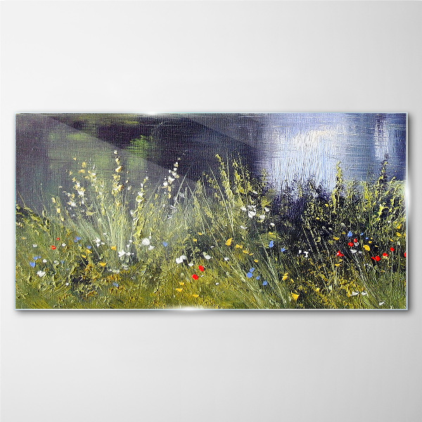 Tableau imprimé sur verre Prairie fleurie dans la lumière