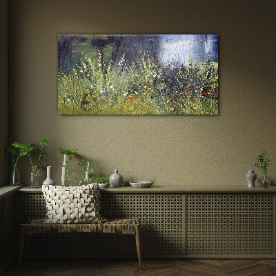 Tableau imprimé sur verre Prairie fleurie dans la lumière
