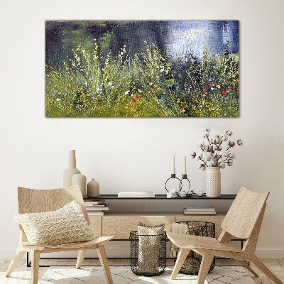 Tableau imprimé sur verre Prairie fleurie dans la lumière