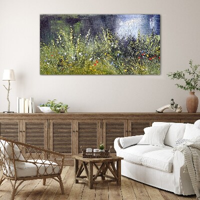 Tableau imprimé sur verre Prairie fleurie dans la lumière