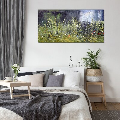 Tableau imprimé sur verre Prairie fleurie dans la lumière