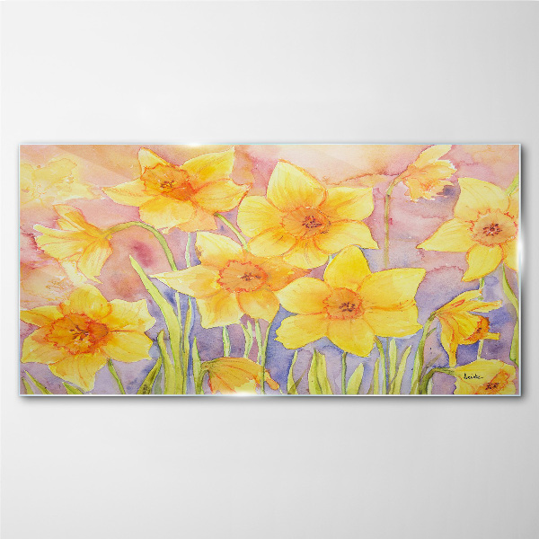 Tableau verre imprimé Danse florale des jonquilles