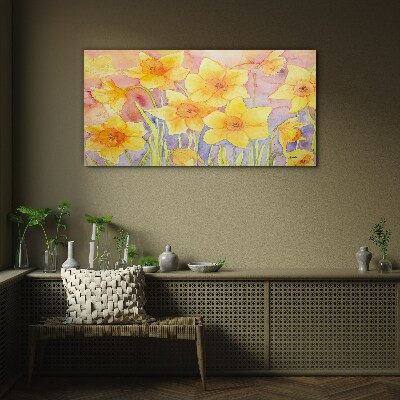 Tableau verre imprimé Danse florale des jonquilles