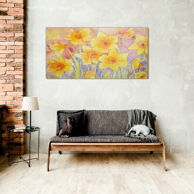 Tableau verre imprimé Danse florale des jonquilles