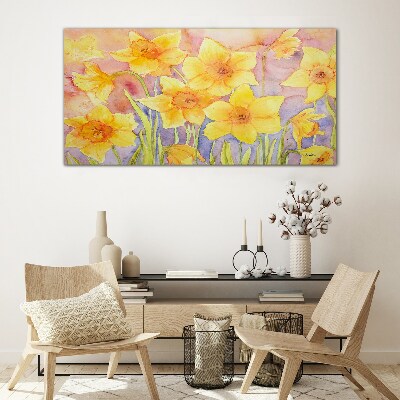 Tableau verre imprimé Danse florale des jonquilles