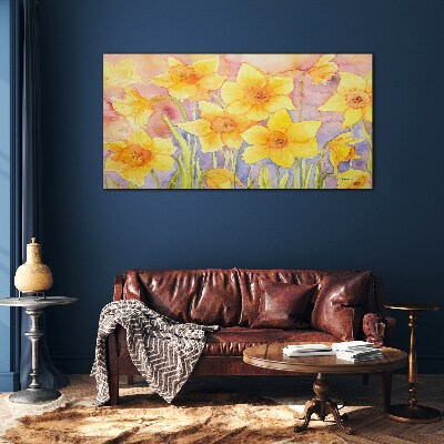Tableau verre imprimé Danse florale des jonquilles
