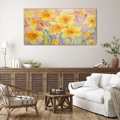 Tableau verre imprimé Danse florale des jonquilles