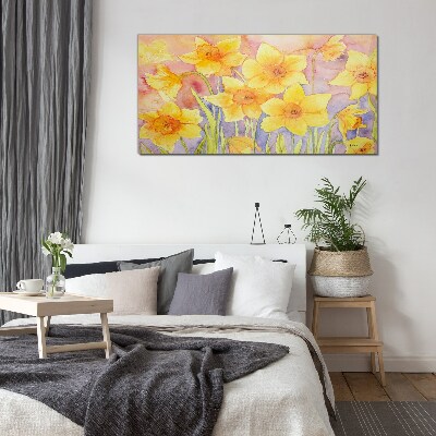 Tableau verre imprimé Danse florale des jonquilles