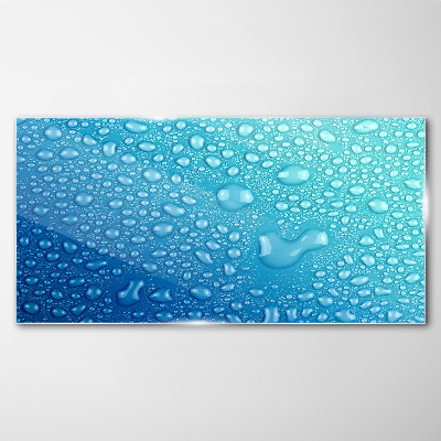Tableau verre imprimé Gouttes d'eau sur fond bleu