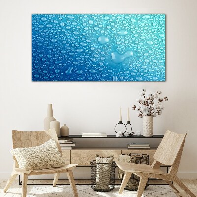 Tableau verre imprimé Gouttes d'eau sur fond bleu