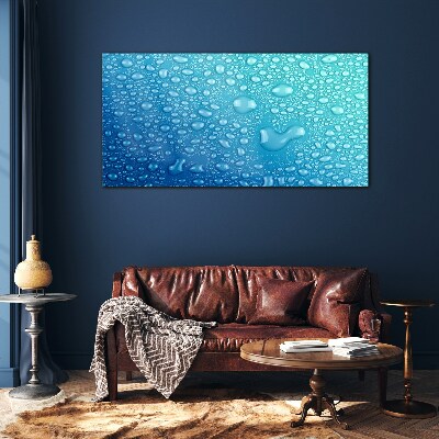 Tableau verre imprimé Gouttes d'eau sur fond bleu