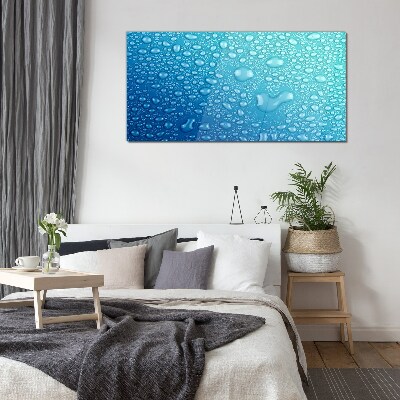 Tableau verre imprimé Gouttes d'eau sur fond bleu