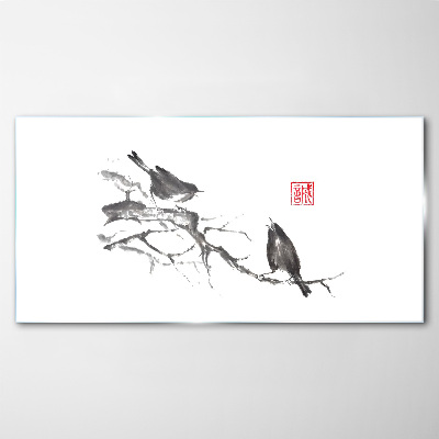 Tableau photo sur verre Oiseaux sur une branche