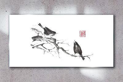 Tableau photo sur verre Oiseaux sur une branche