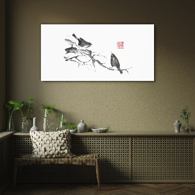 Tableau photo sur verre Oiseaux sur une branche
