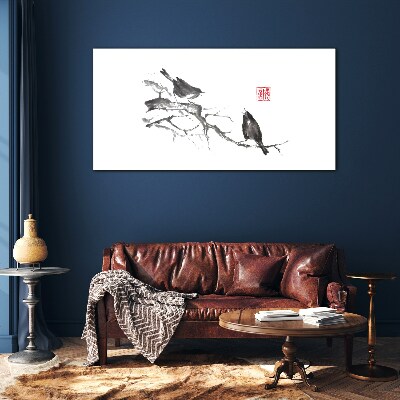 Tableau photo sur verre Oiseaux sur une branche