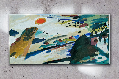 Tableau verre imprimé Paysage abstrait avec le soleil
