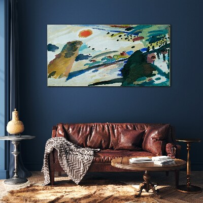 Tableau verre imprimé Paysage abstrait avec le soleil