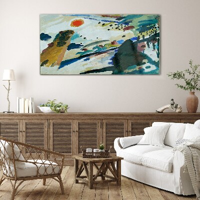 Tableau verre imprimé Paysage abstrait avec le soleil