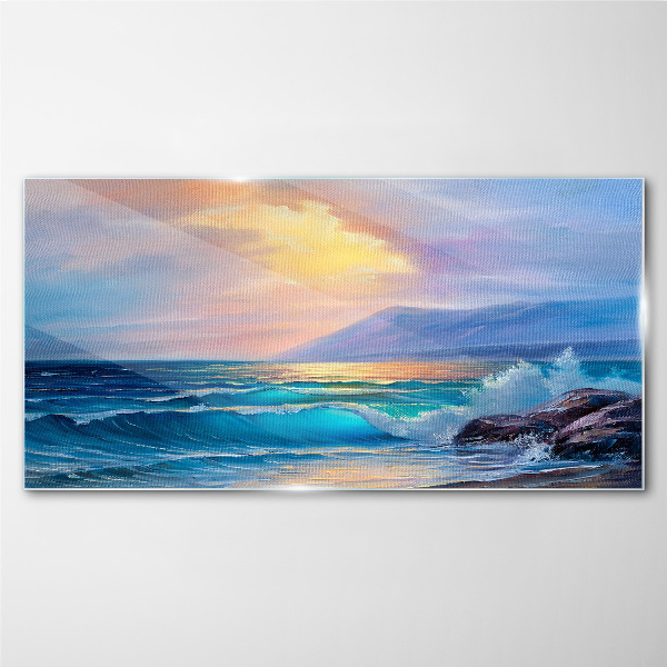 Tableau verre imprimé Une matinée tranquille au bord de l'océan