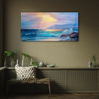 Tableau verre imprimé Une matinée tranquille au bord de l'océan