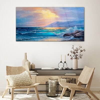 Tableau verre imprimé Une matinée tranquille au bord de l'océan
