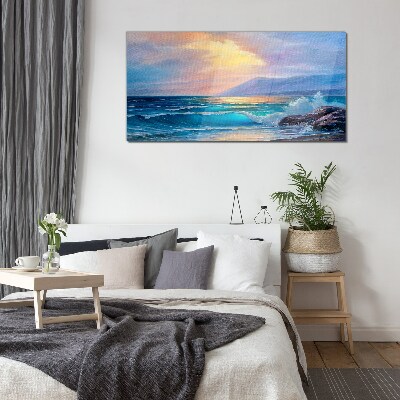 Tableau verre imprimé Une matinée tranquille au bord de l'océan