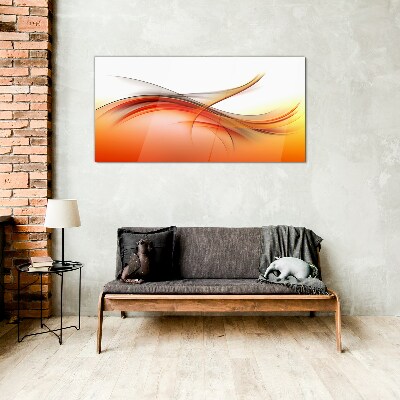 Tableau photo sur verre Ondes dynamiques dans des tons orange