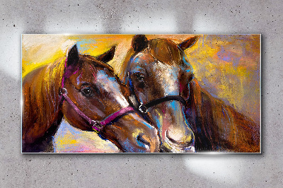 Tableau en verre Gros plan de deux chevaux