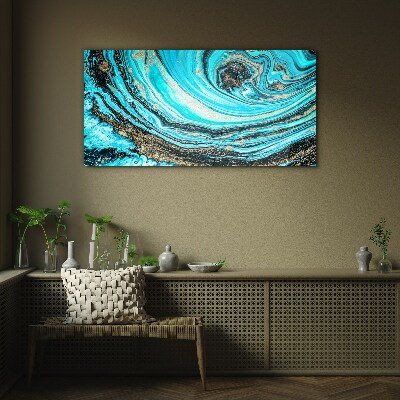 Tableau verre imprimé Tourbillons océaniques en bleu et or
