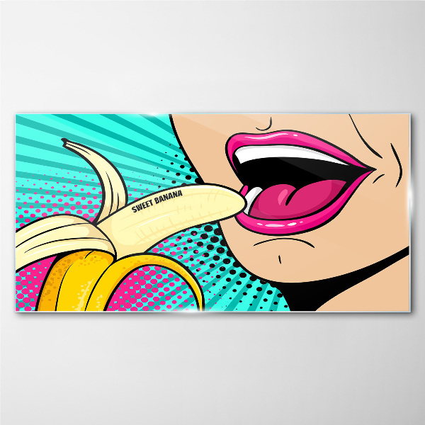 Tableau photo sur verre Banane sucrée dans un style pop art