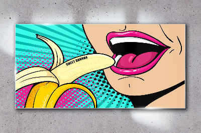 Tableau photo sur verre Banane sucrée dans un style pop art