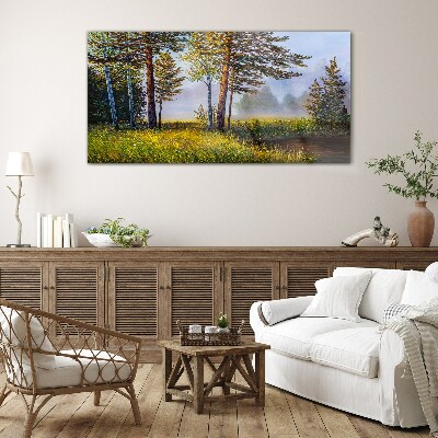 Tableau photo sur verre Brouillard matinal dans la forêt