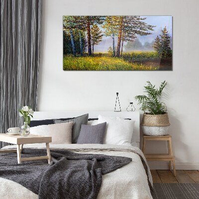 Tableau photo sur verre Brouillard matinal dans la forêt