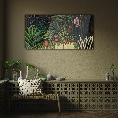 Tableau verre imprimé Jungle tropicale avec des singes