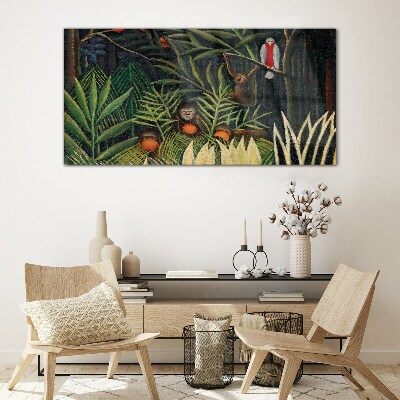 Tableau verre imprimé Jungle tropicale avec des singes